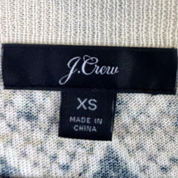 J.Crew Tippi Merino Wool Knit Sweater Cropped Sleeve Python Snake Print Beige XS - Picture 10 of 12